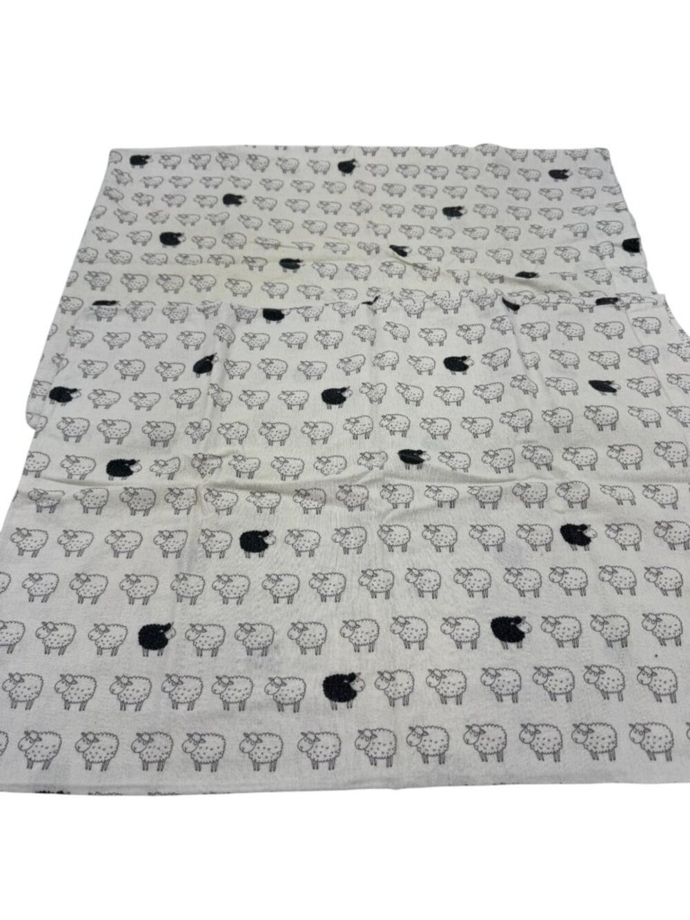 Lot Of 2 100% Cotton Counting Sheep Flannel Pillowcases Set Bedding White Black